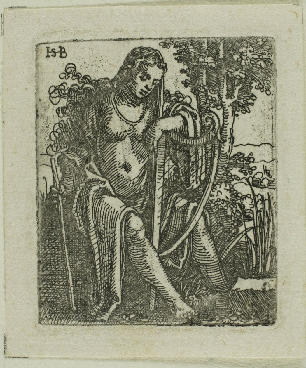 Žena s harfou od Hans Sebald Beham