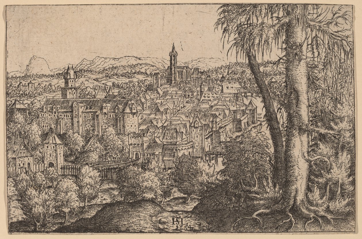Pohled na Steyr na Enns, 1554. od Hans Sebald Lautensack
