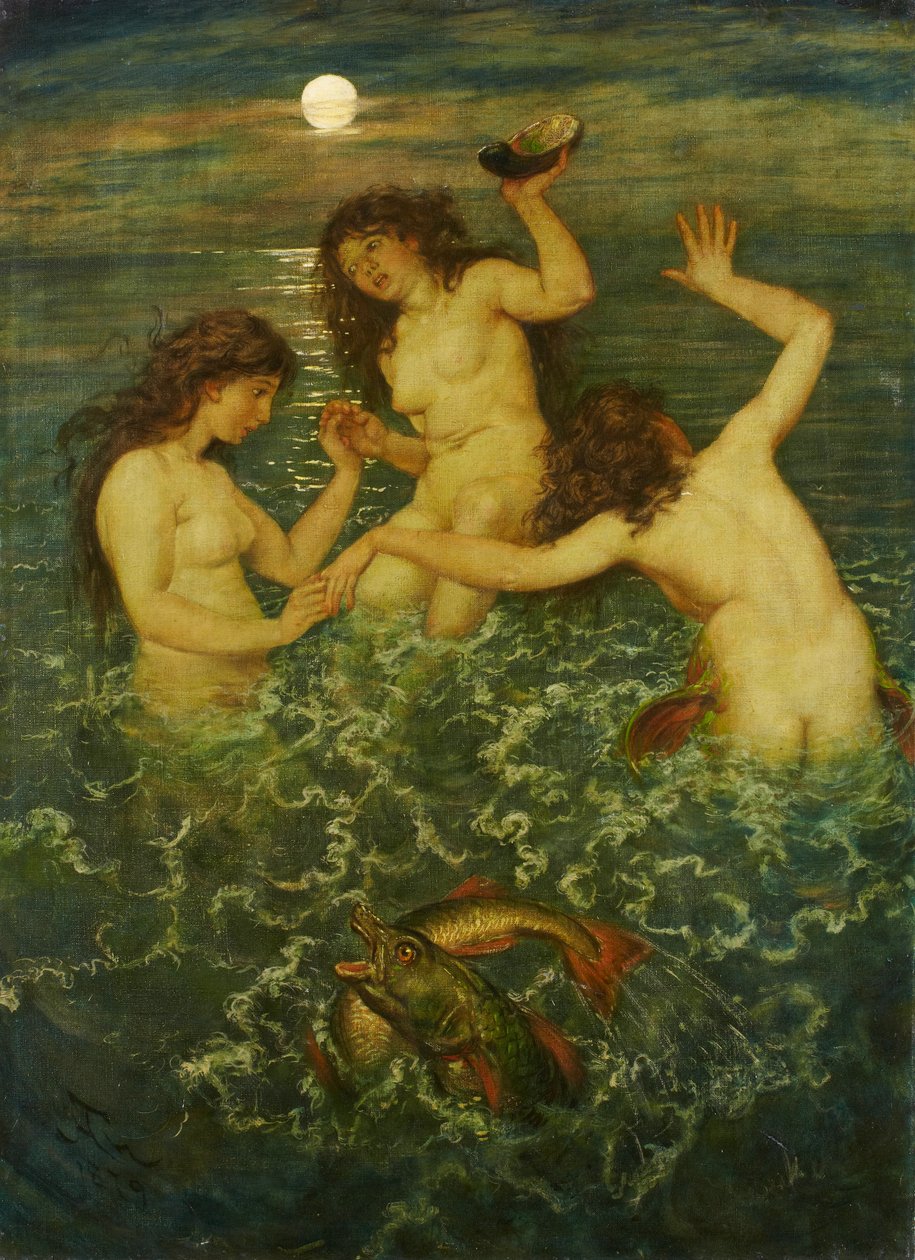 Tři mořské panny od Hans Thoma