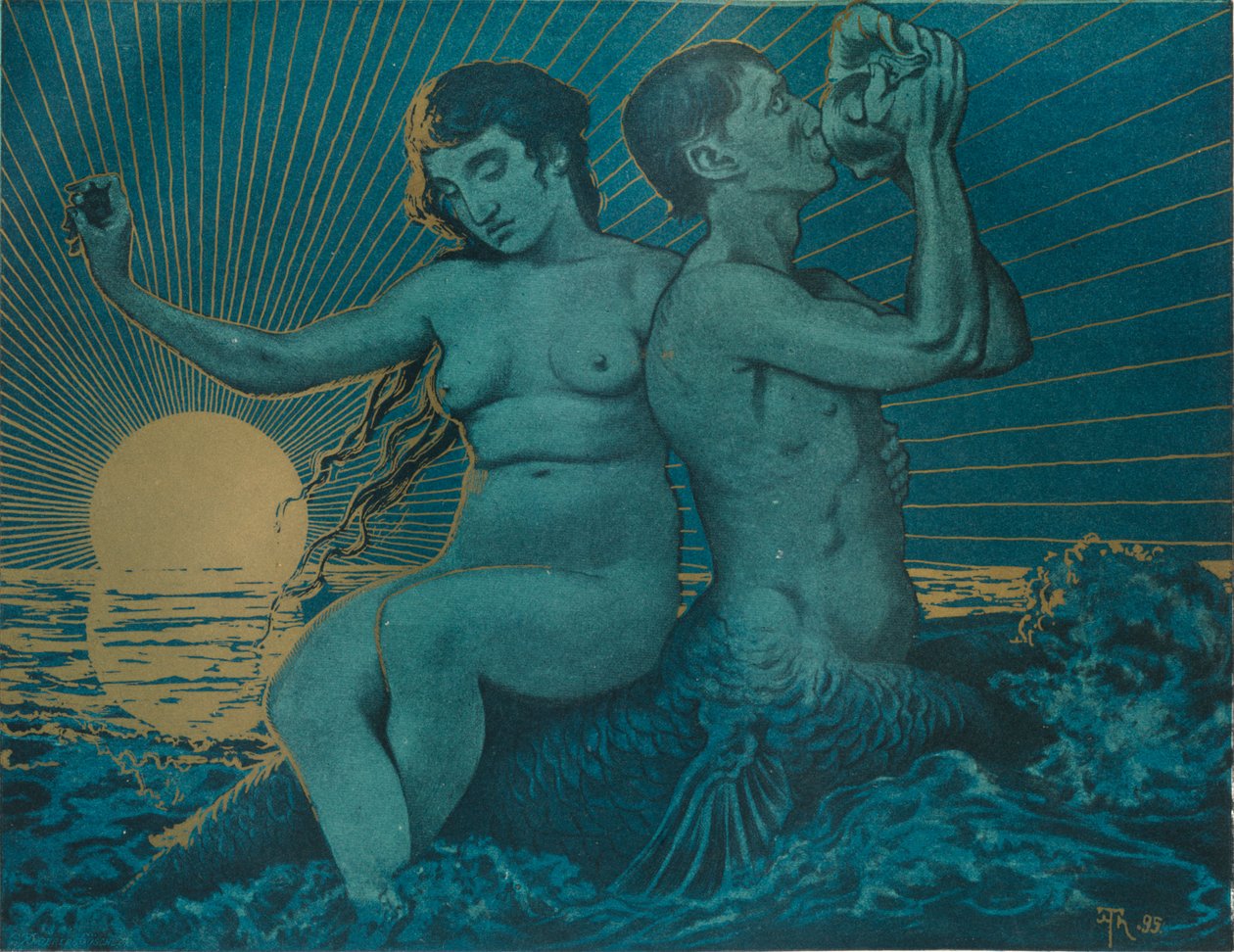 Triton a Nereide, 1895 od Hans Thoma