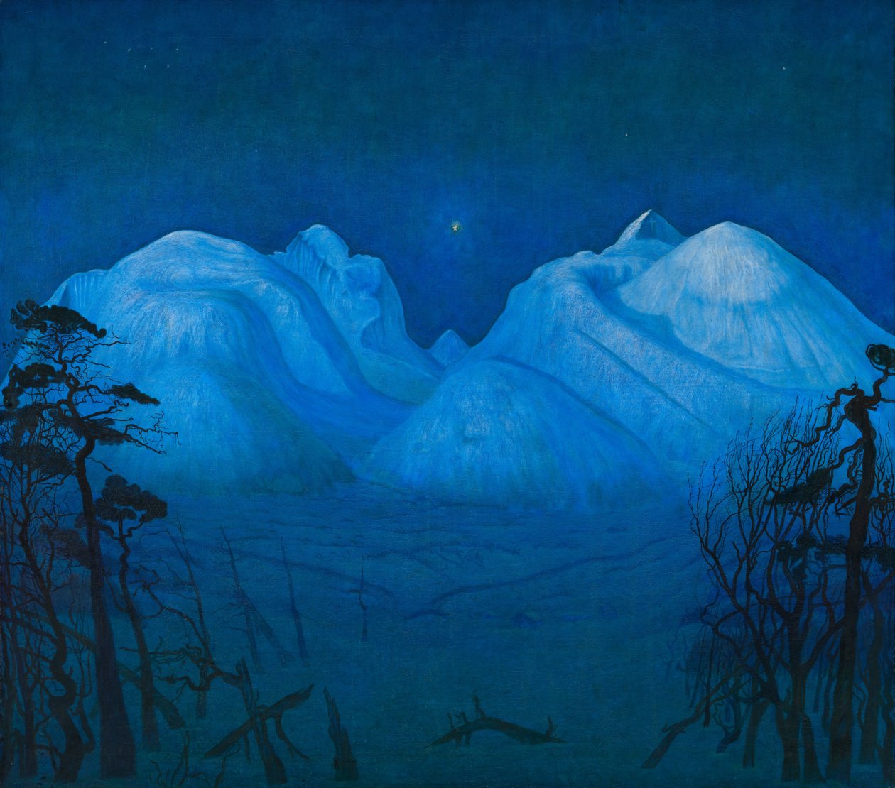 Zimní noc v horách od Harald Oscar Sohlberg