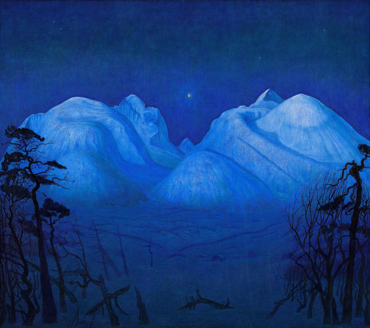 Zimní noc v horách od Harald Oscar Sohlberg