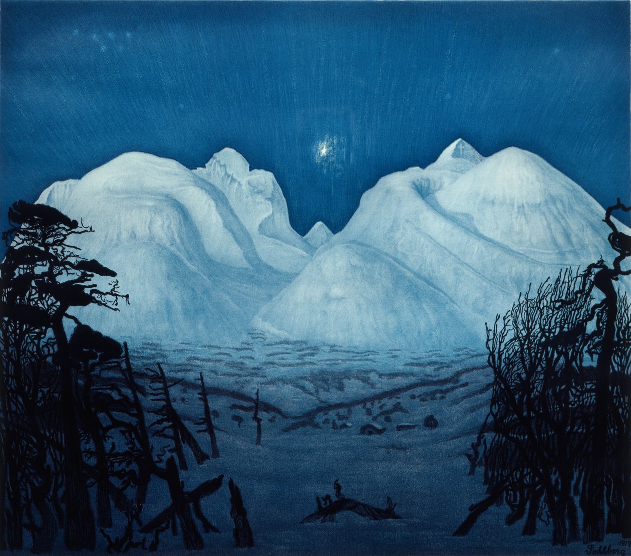 Zimní noc v Rondane od Harald Oscar Sohlberg