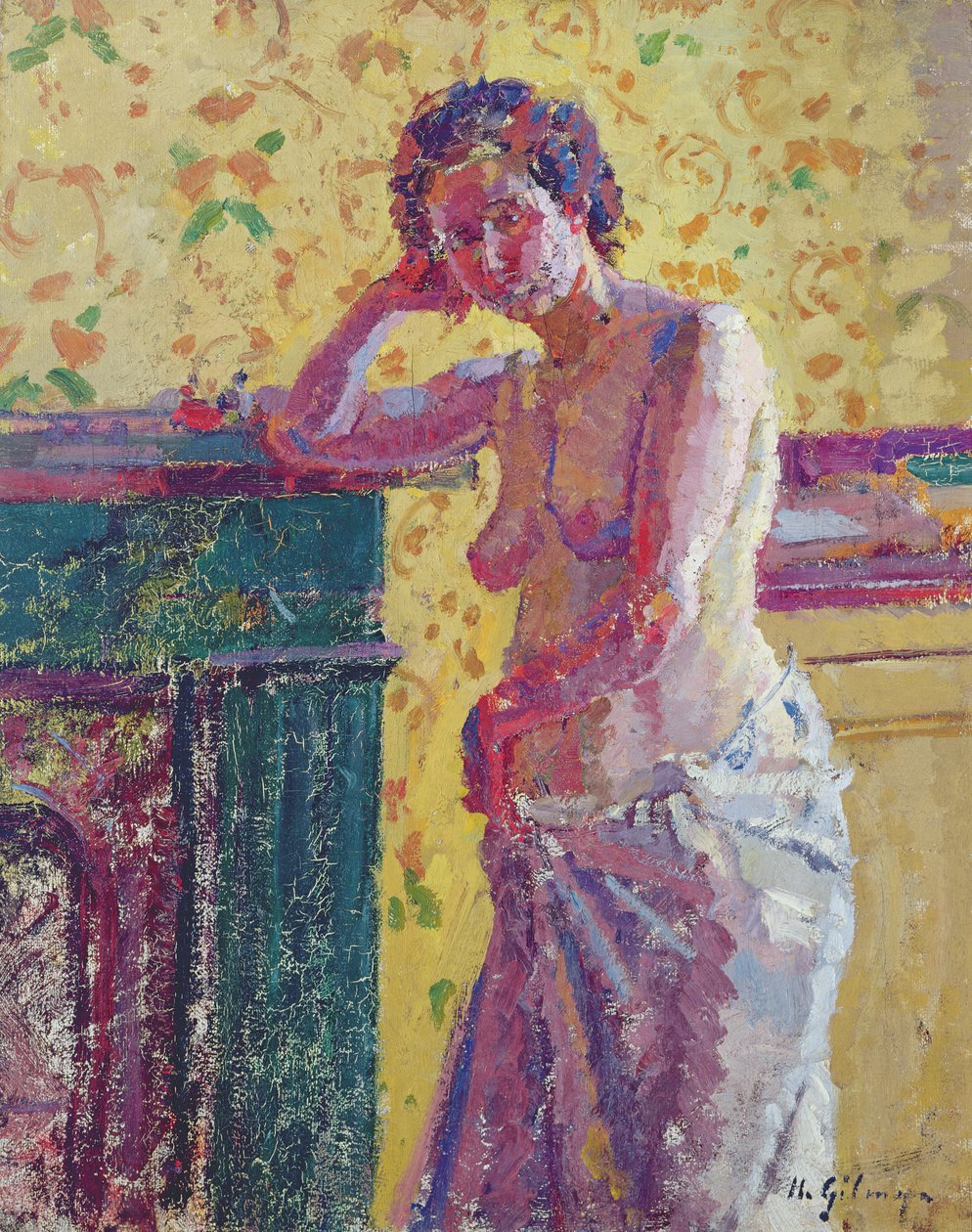 Interiér s aktem (olej na plátně) od Harold Gilman