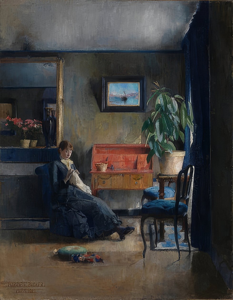 Modrý interiér. 1883 od Harriet Backer