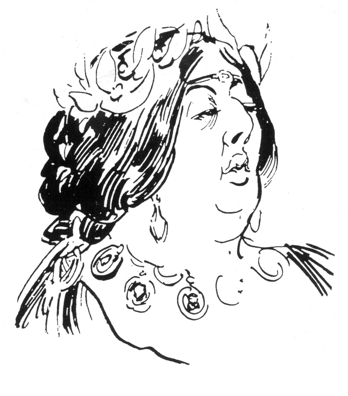 Portrét Jane Francescy Agnes Wilde jako Madame de Recamier od Harry Furniss