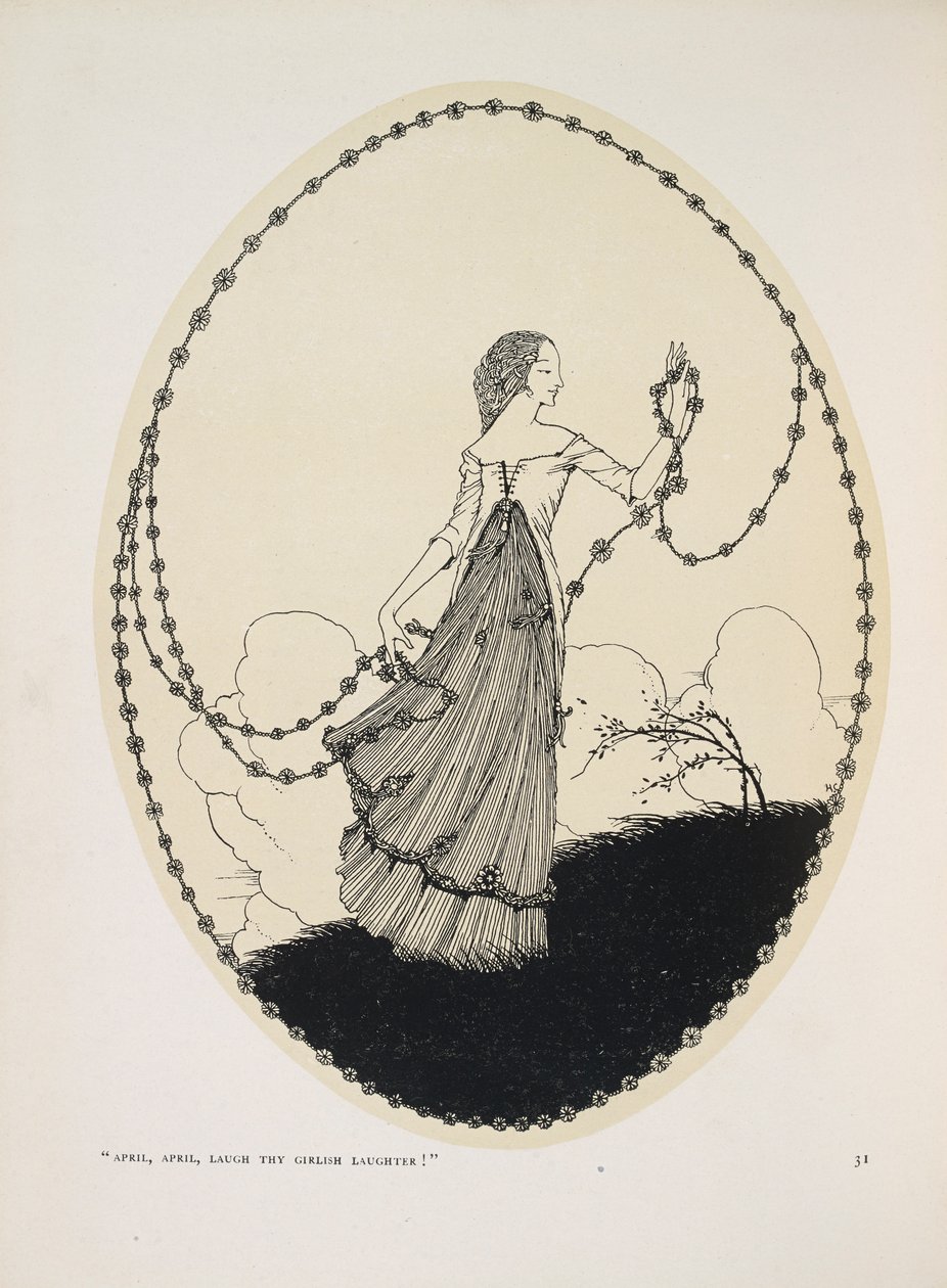 Duben. "Apríl, April, směj se svému dívčímu smíchu!" od Harry Clarke