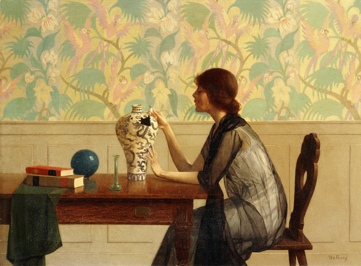 Rozbitá váza (olej na plátně) od Harry Wilson Watrous