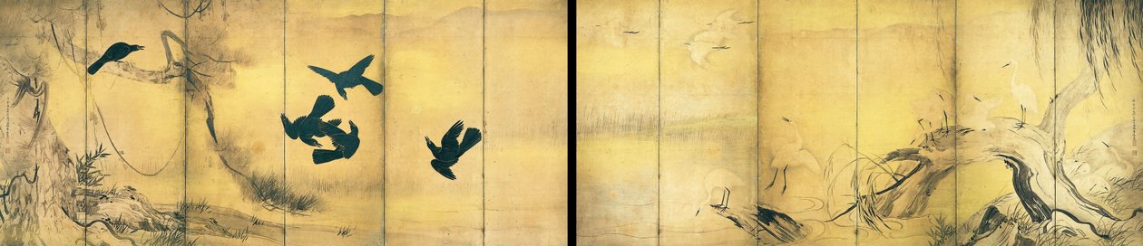 Vrány a volavky (důležitý kulturní majetek) od Hasegawa Tohaku