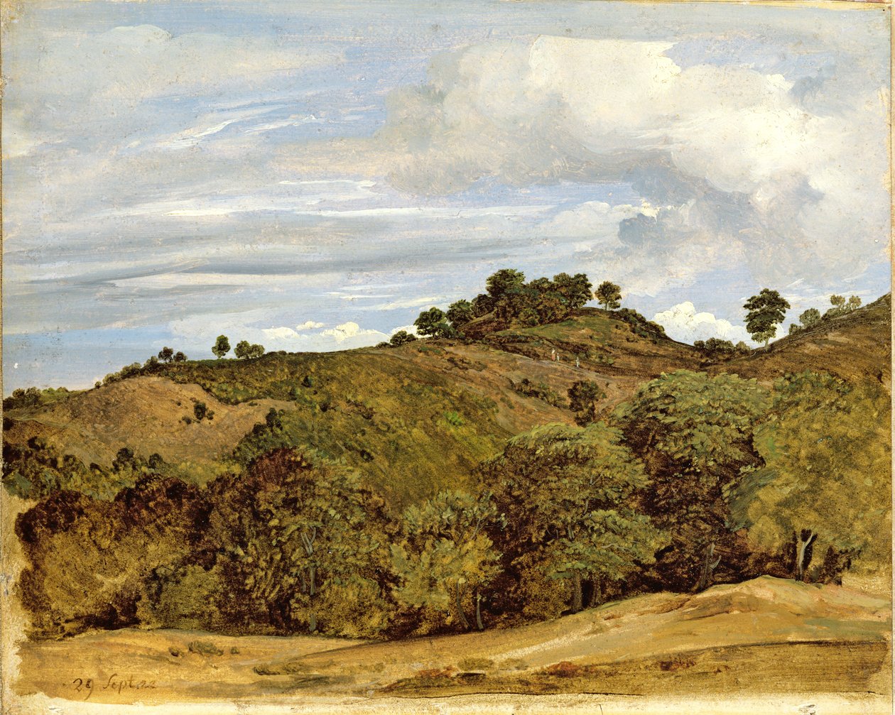 Krajina u Olevana, 1822 (olej na papíře na plátně) od Heinrich Reinhold