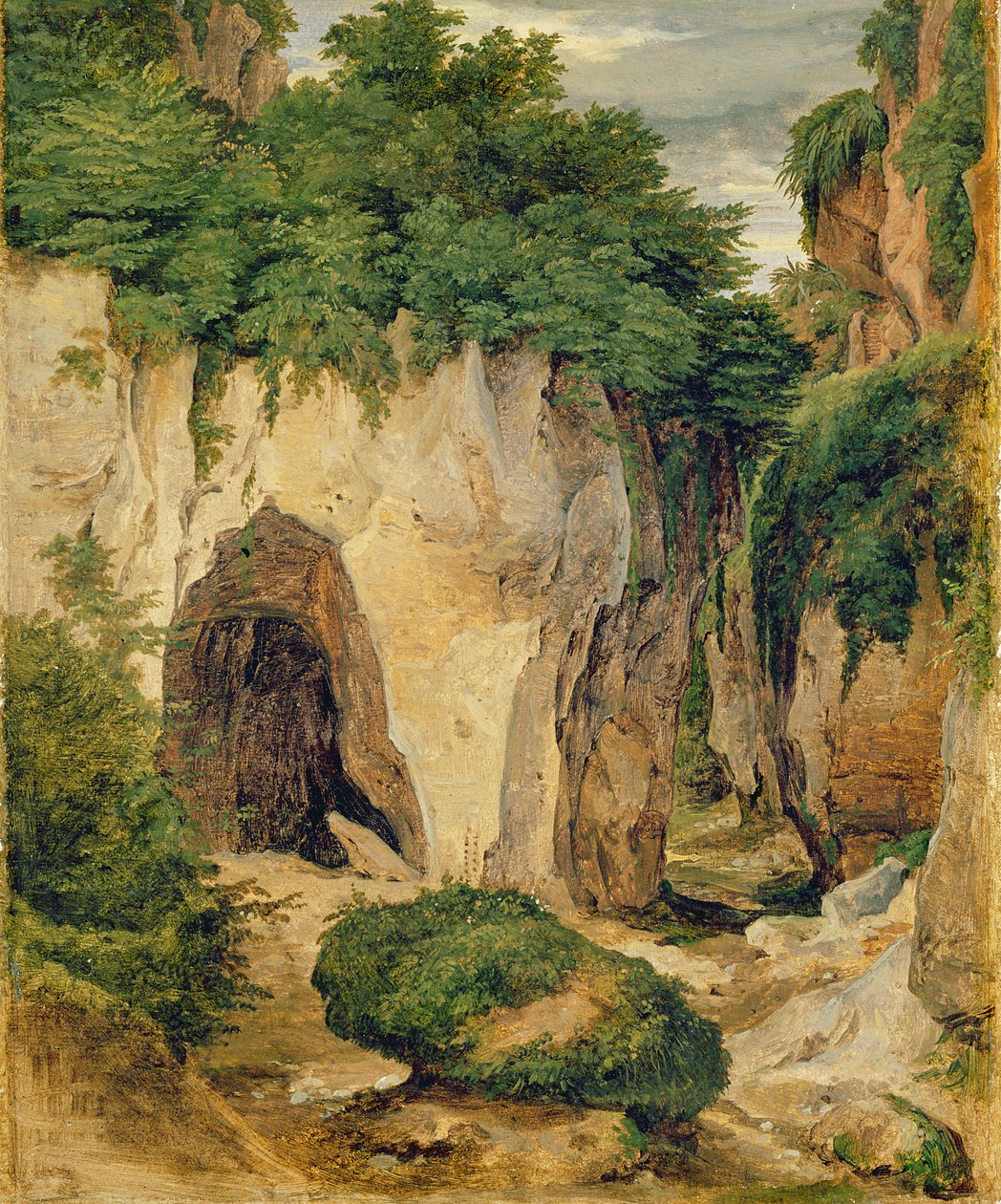 Skály v Sorrentu, 1823 (olej na papíře na plátně) od Heinrich Reinhold