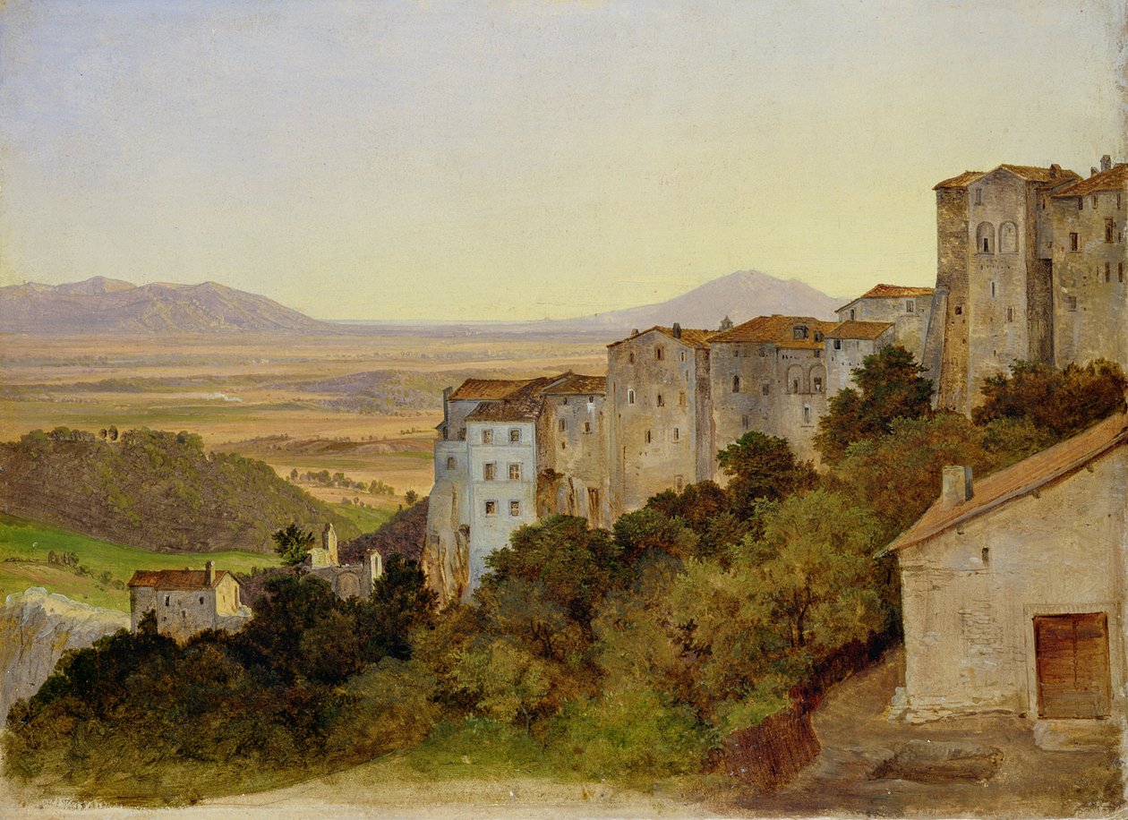 Pohled na Olevano, 1821-24 (olej na papíře na plátně) od Heinrich Reinhold