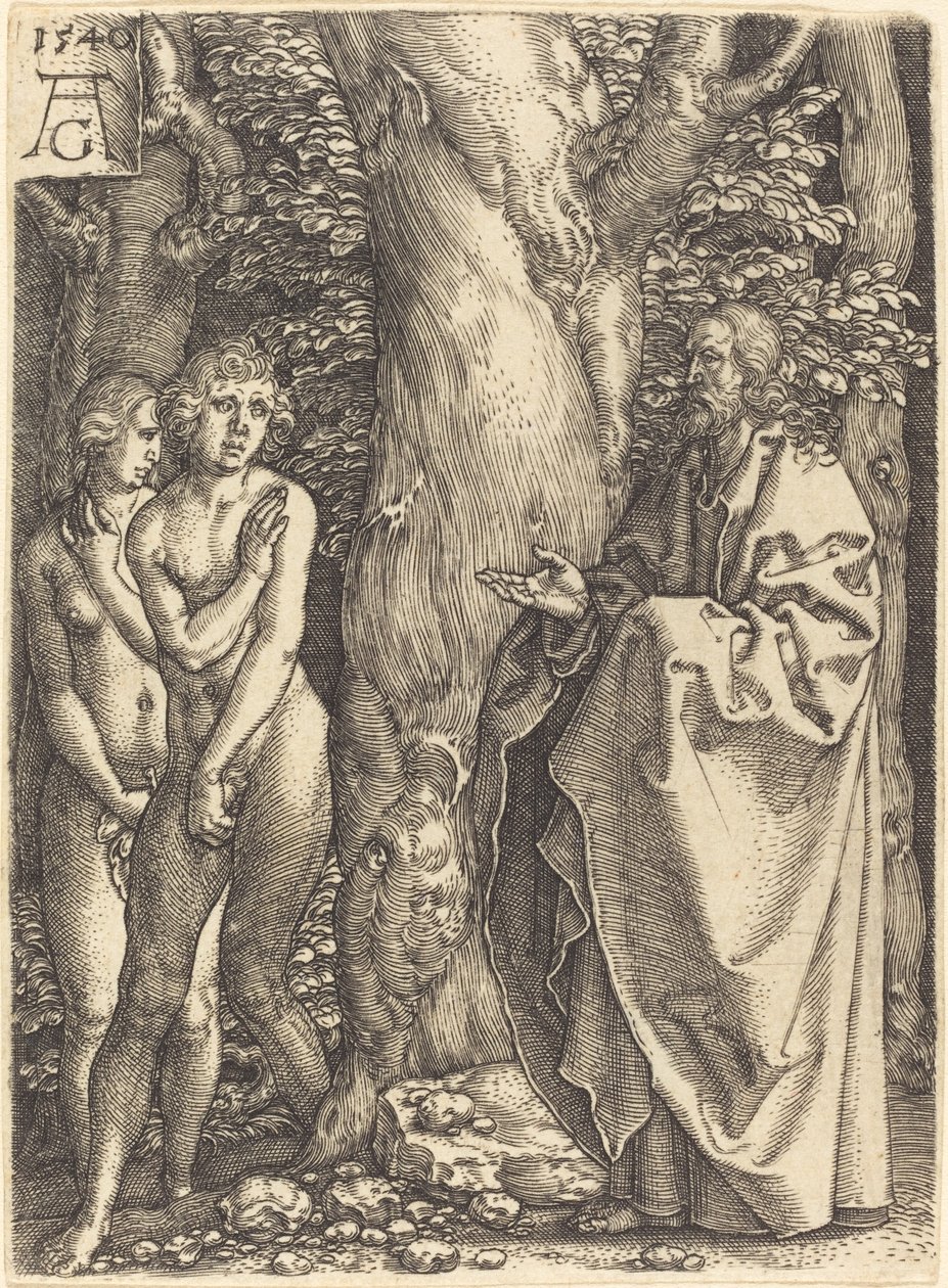 Adam a Eva se skrývají od Heinrich Aldegrever