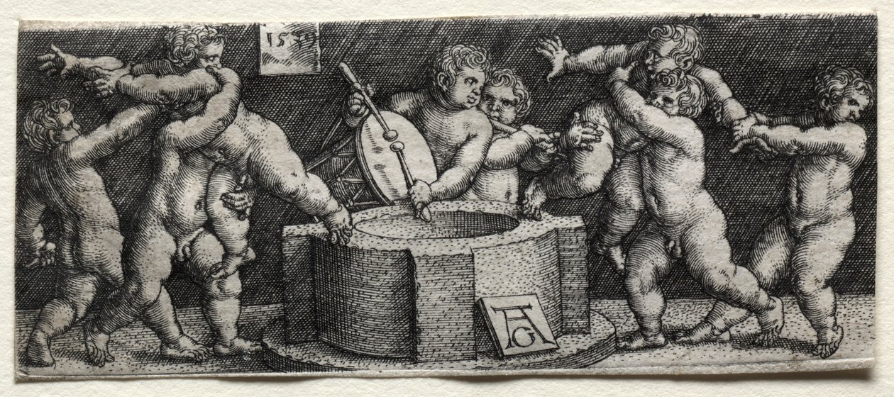 Osm nahých dětí u studny, 1539. od Heinrich Aldegrever