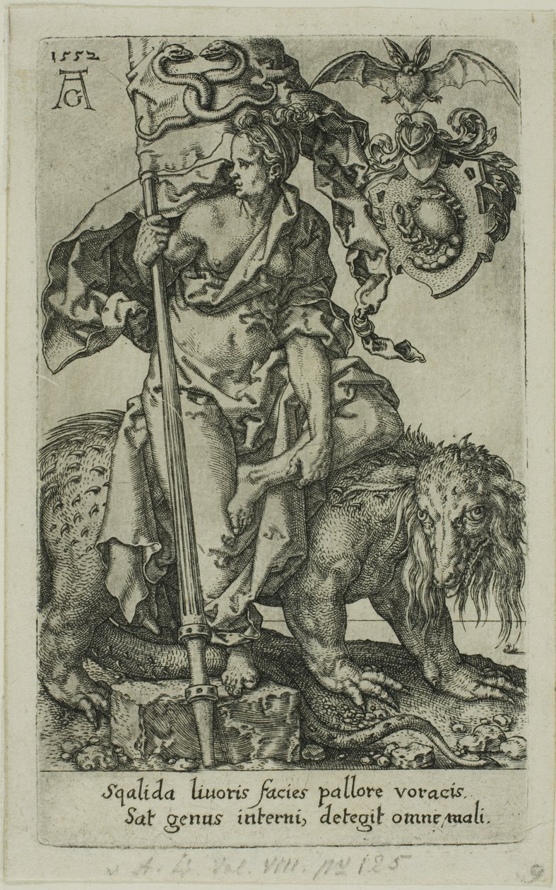 Závist, od Neřestí od Heinrich Aldegrever