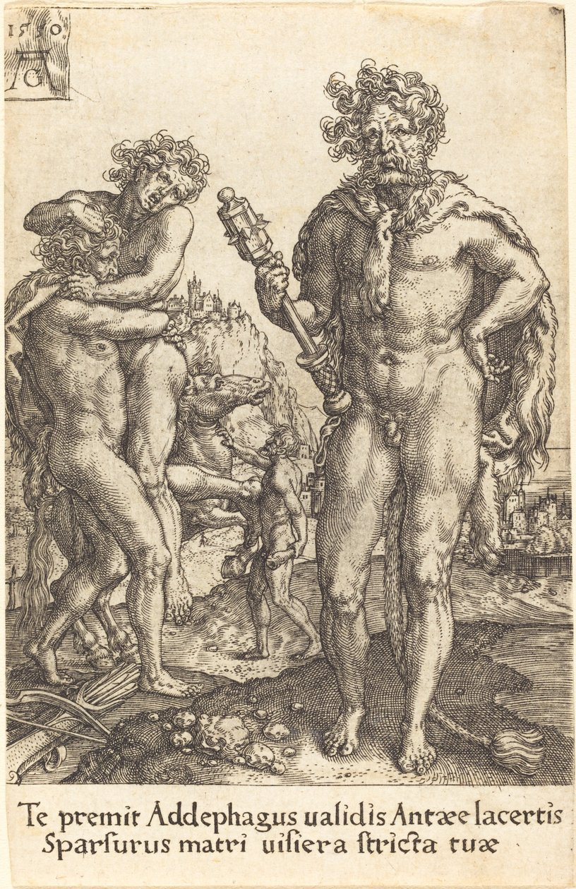 Herkules a Antheus, 1550. od Heinrich Aldegrever