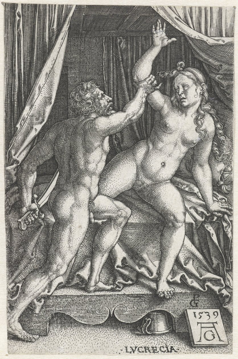 Lucretia a Sextus Tarquinius Lucrecia (titul na objektu) od Heinrich Aldegrever