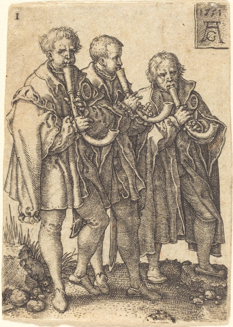 Tři hudebníci, 1551. od Heinrich Aldegrever