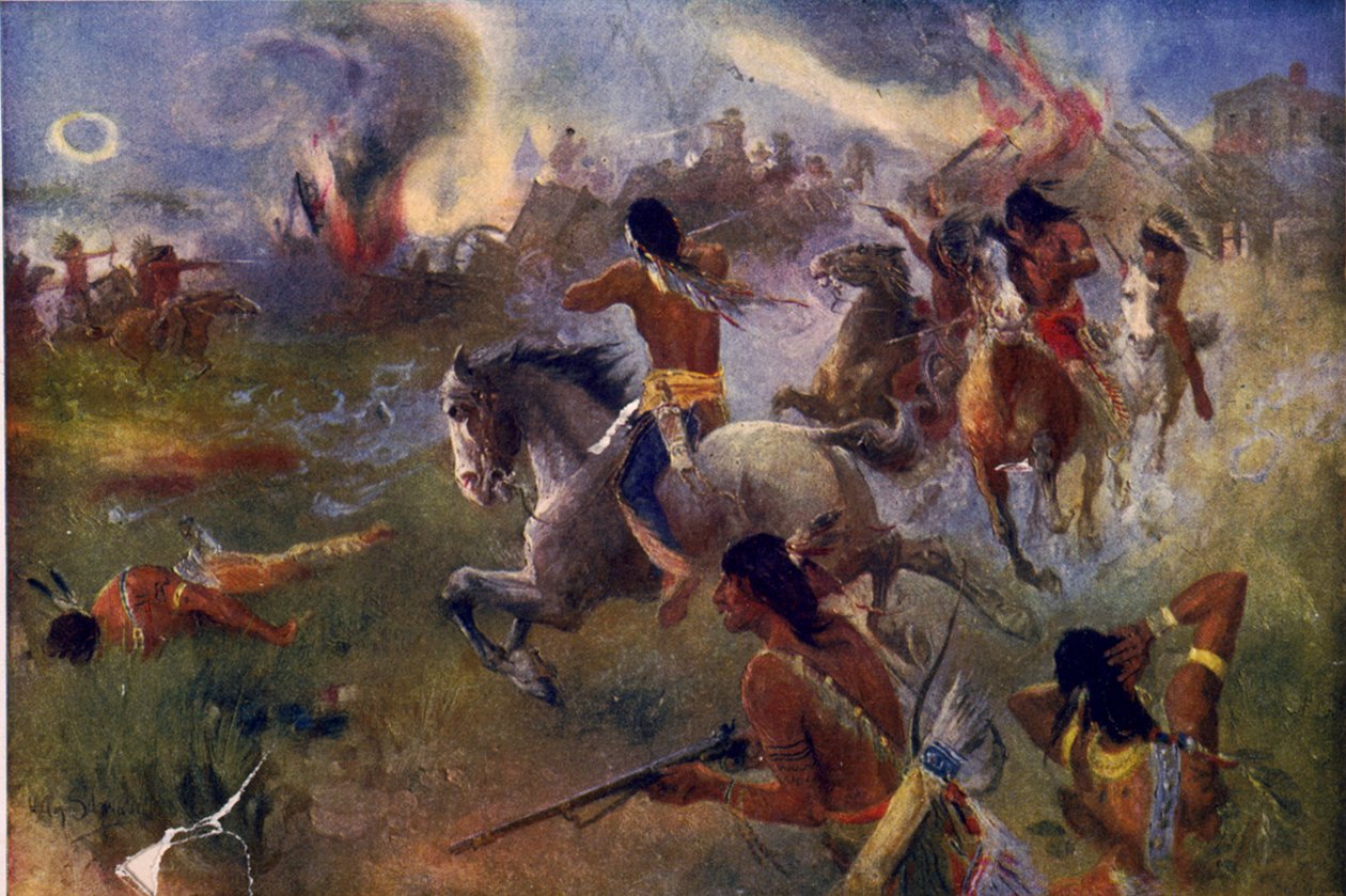 Obléhání města New Ulm v Minnesotě od Heinrich Augustus Schwabe