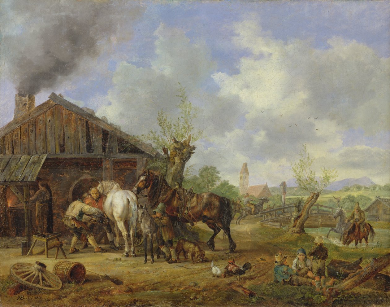 Vesnický kovář, 1826 od Heinrich Burkel