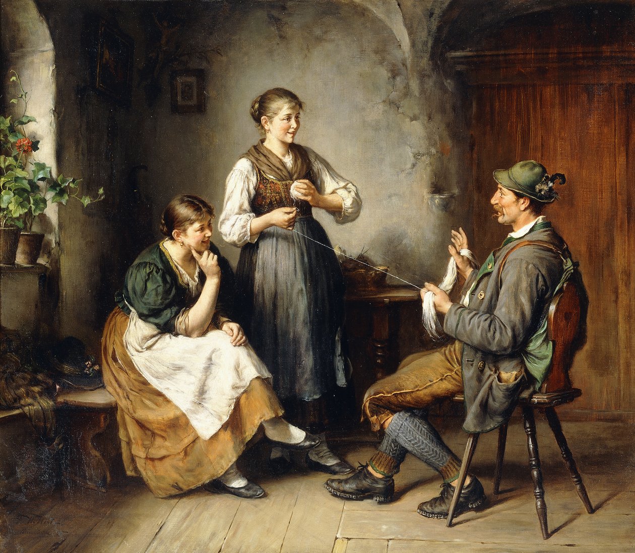 Tři postavy v interiéru od Heinrich Hirt