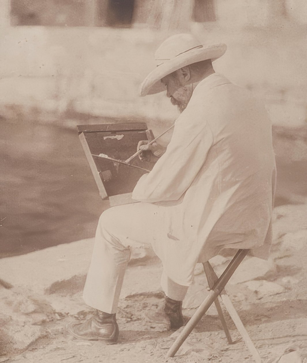 Plážový malíř (pravděpodobně Hugo Henneberg). 1906 od Heinrich Kuhn