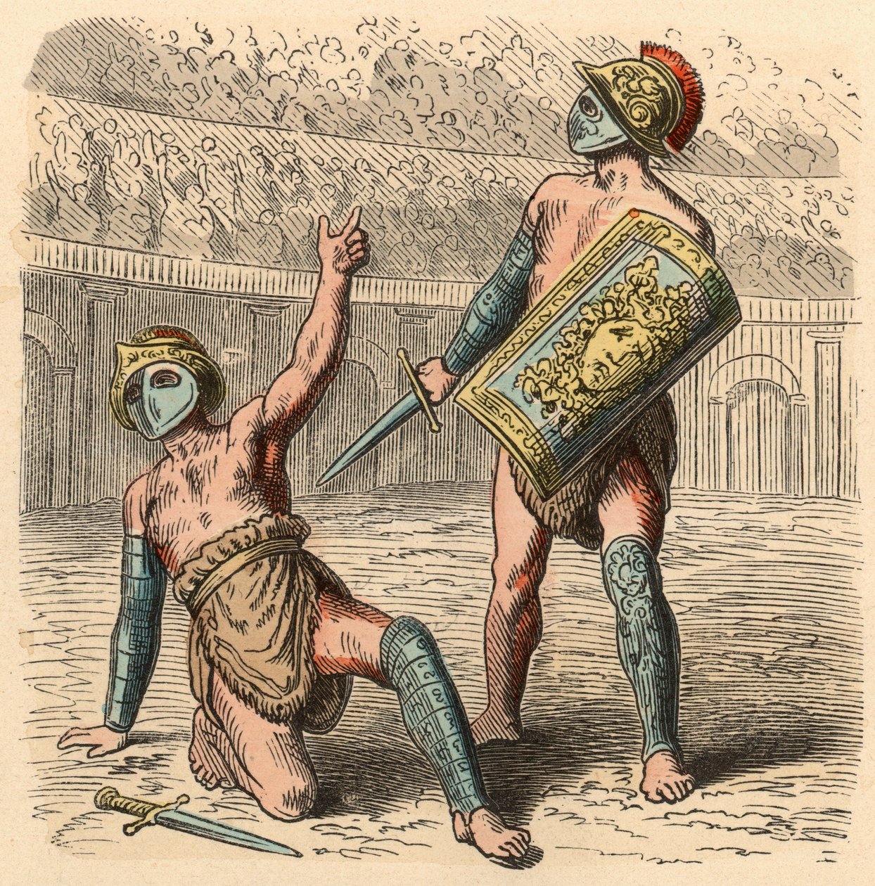 Starověký Řím: Gladiátor bojuje v amfiteátru od Heinrich Leutemann