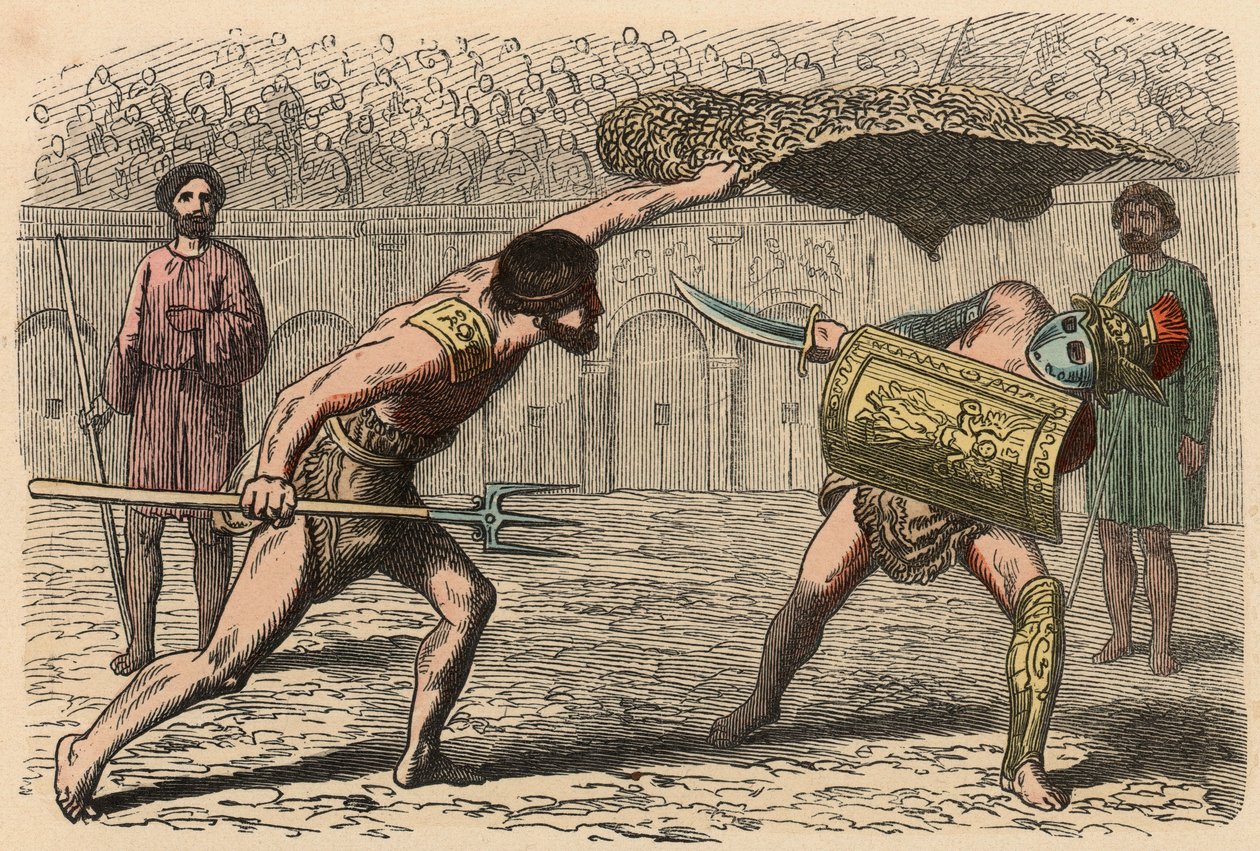 Starověký Řím: Gladiátor bojuje v amfiteátru od Heinrich Leutemann