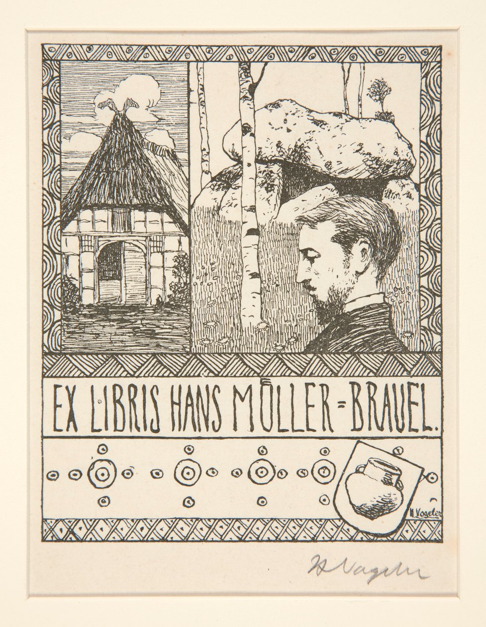 Knihovna: Ex Libris Hans Mueller-Blauel od Heinrich Vogeler