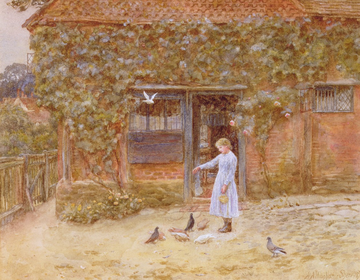 Chata v Shere, asi 1875 (čb na papíře) od Helen Allingham