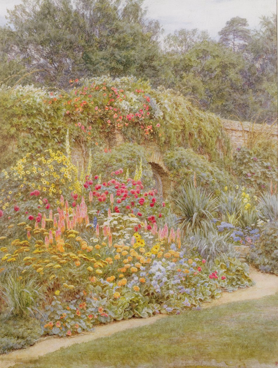 Gertrude Jekylls Garden, Munstead Wood, Surrey (wc na papíře) od Helen Allingham