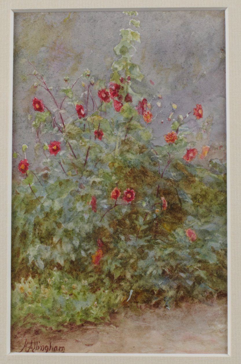 Květinové hranice, topolovka a jiřiny od Helen Allingham