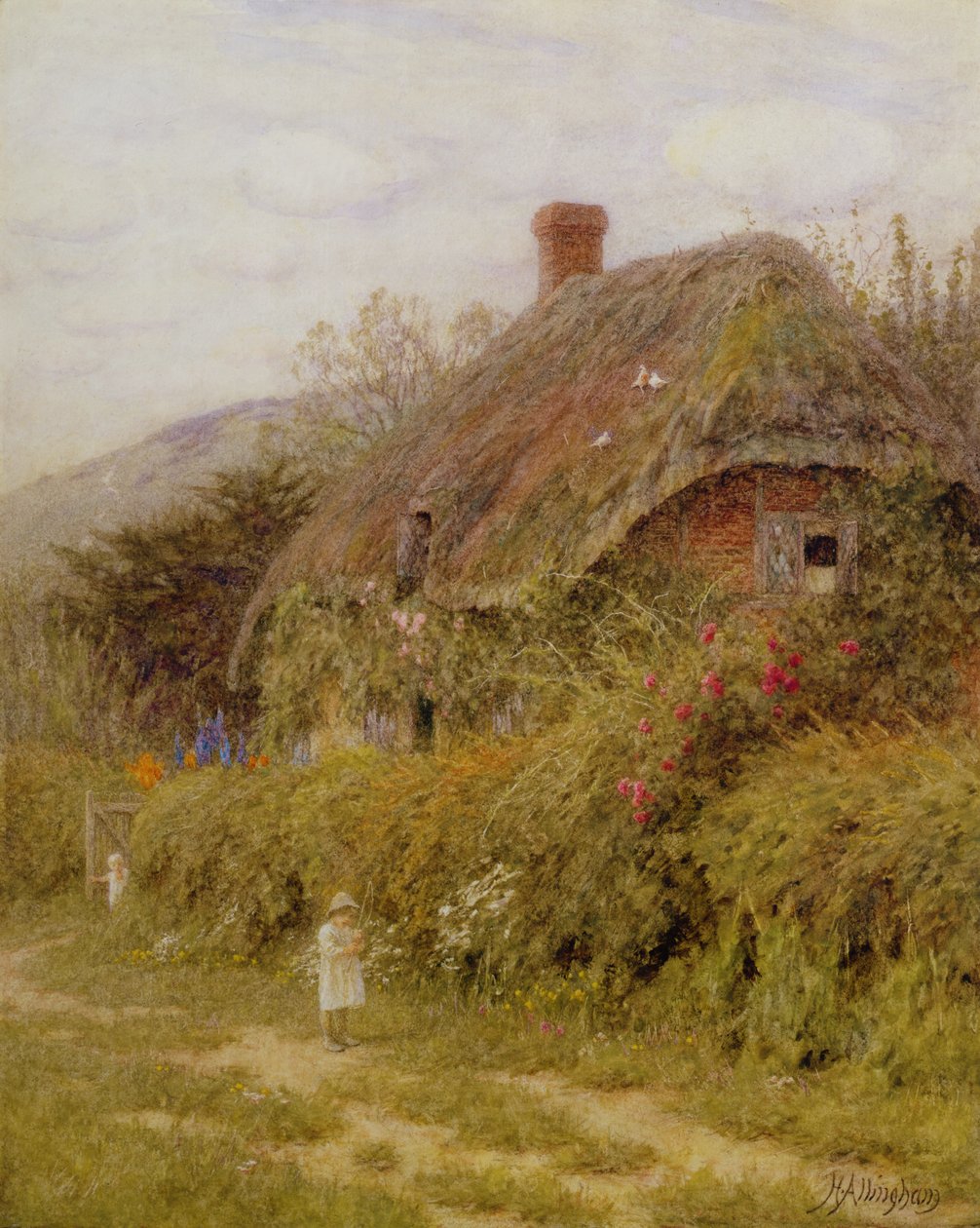 Off Fishing, Surrey (wc na papíře) od Helen Allingham