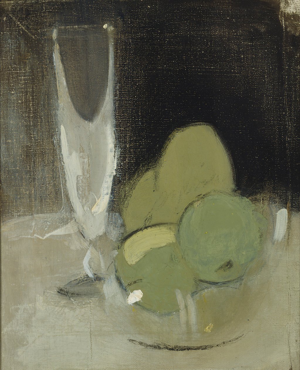 Zelená jablka a sklenice na šampaňské, 1934. od Helene Schjerfbeck