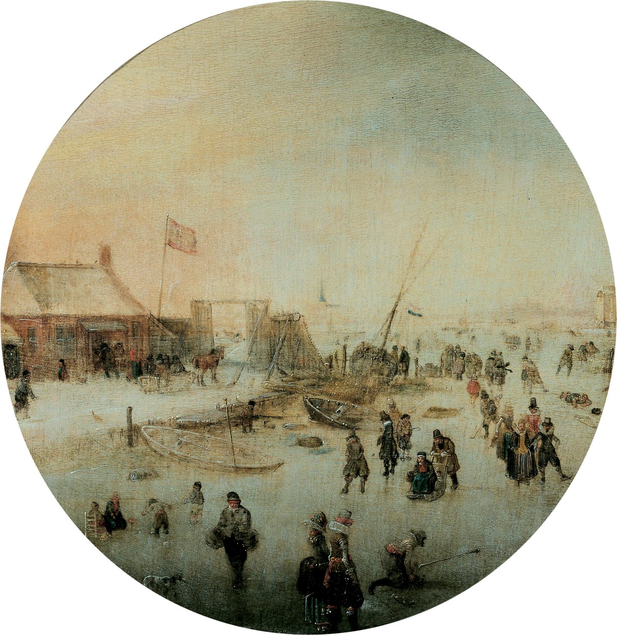 Zimní krajina s bruslemi a lidmi hrajícími kolf od Hendrick Avercamp