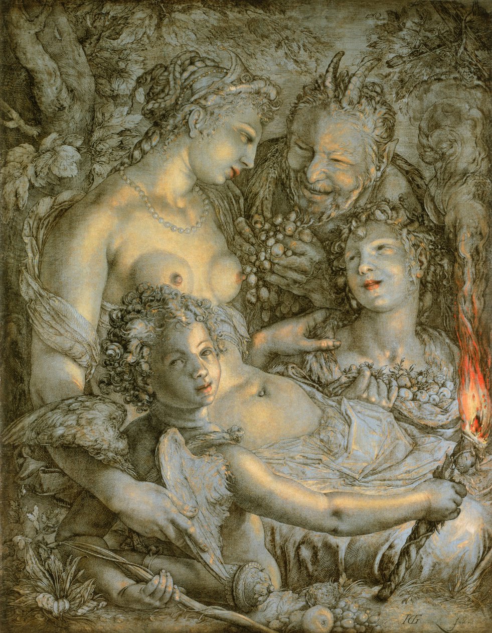 Sine Cerere et Libero friget Venus (Bez Ceres a Bakcha by Venuše zmrzla) od Hendrik Goltzius