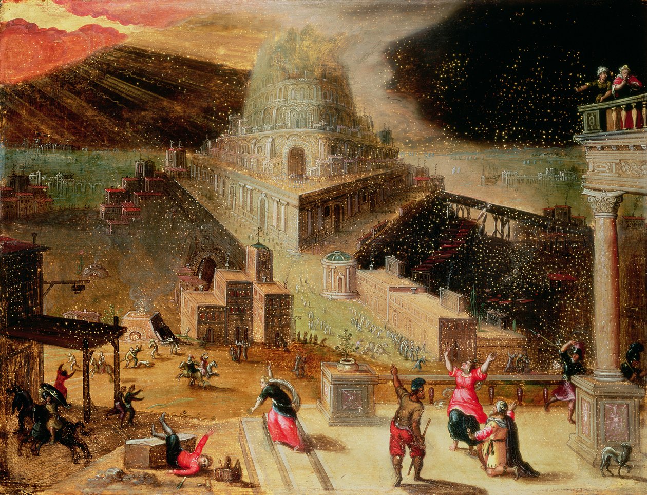 Zničení babylonské věže (panel) od Hendrick van Cleve