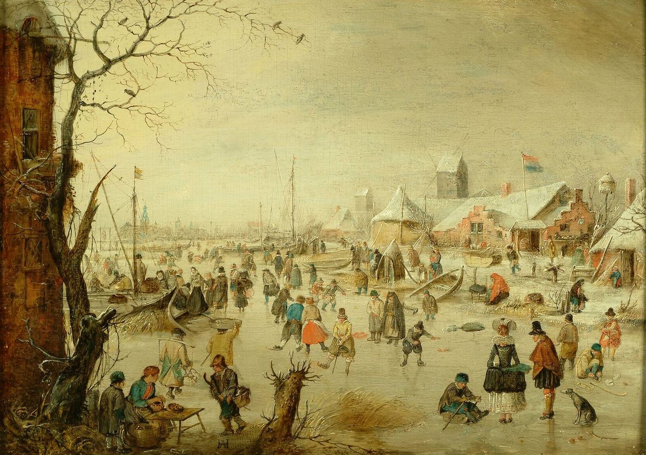 Scéna na ledě, c.1630 od Hendrick Avercamp