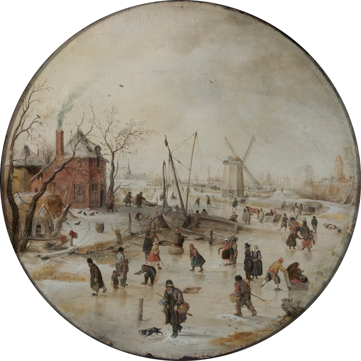 Zamrzlá řeka s bruslaři od Hendrick Avercamp