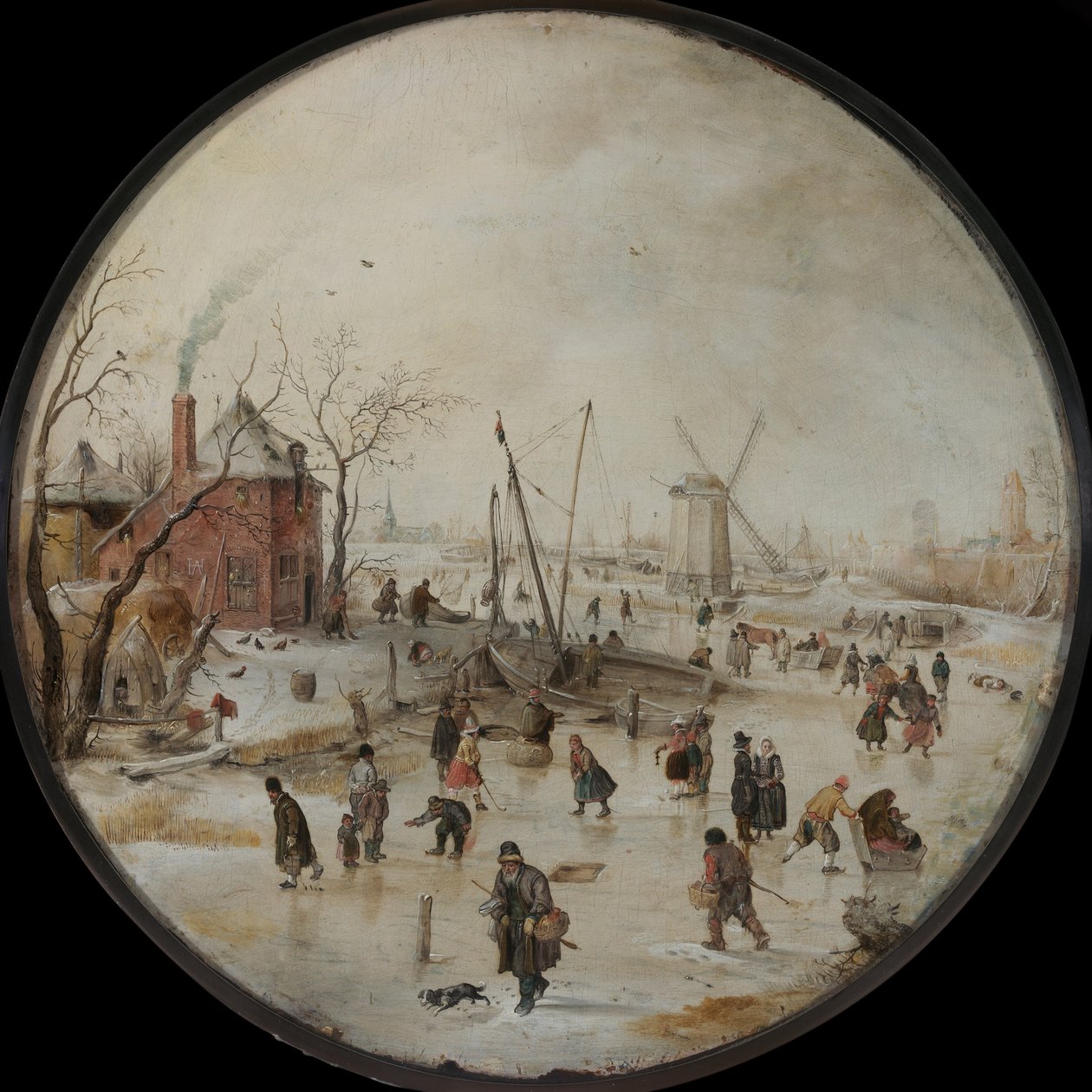 Zamrzlá řeka s bruslaři od Hendrick Avercamp