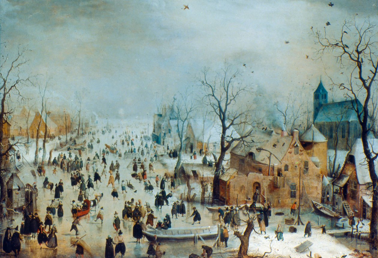 Zimní scéna s bruslaři, c1608 od Hendrick Avercamp
