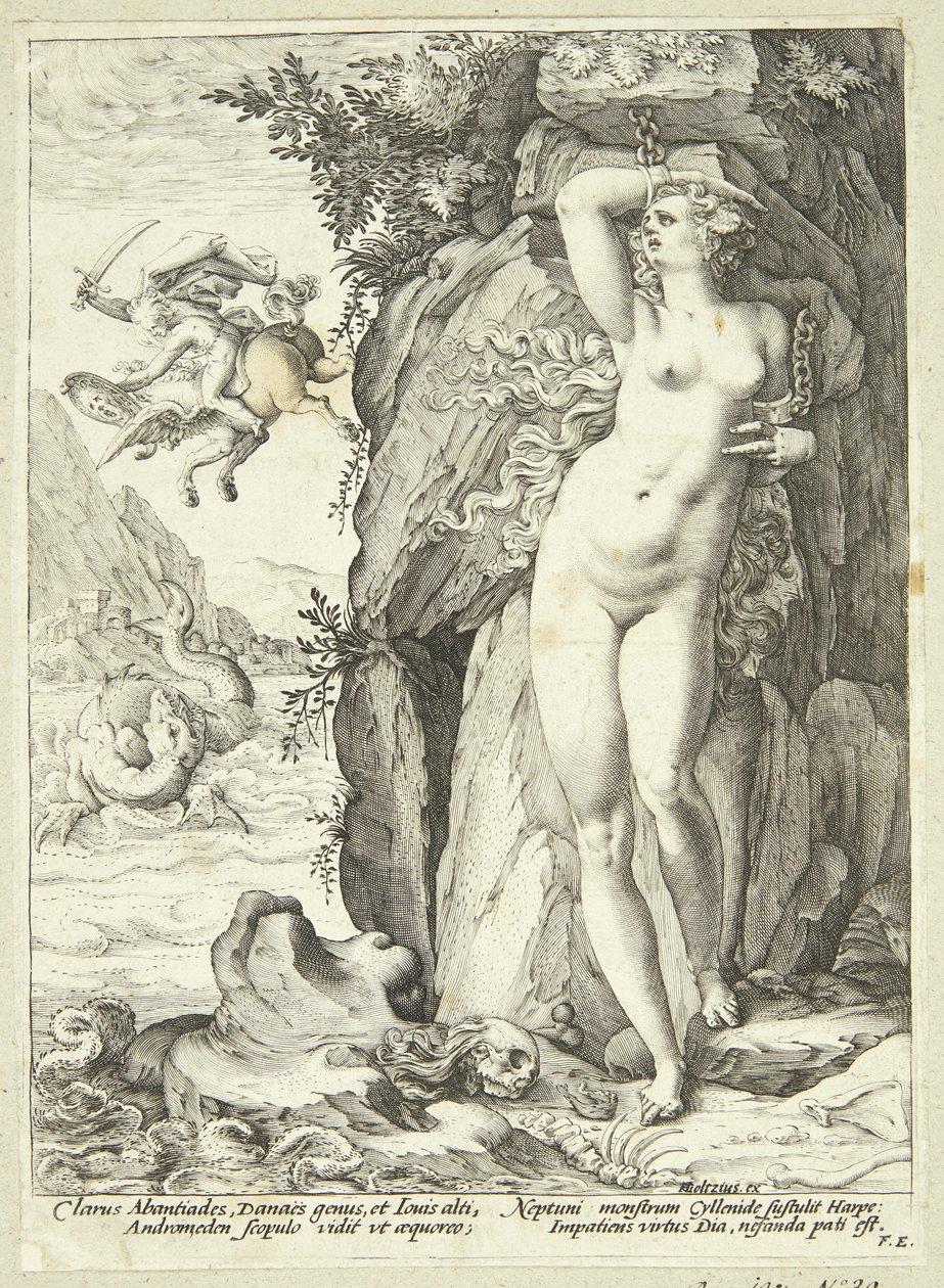 Andromeda je osvobozena Perseem od Hendrick Goltzius