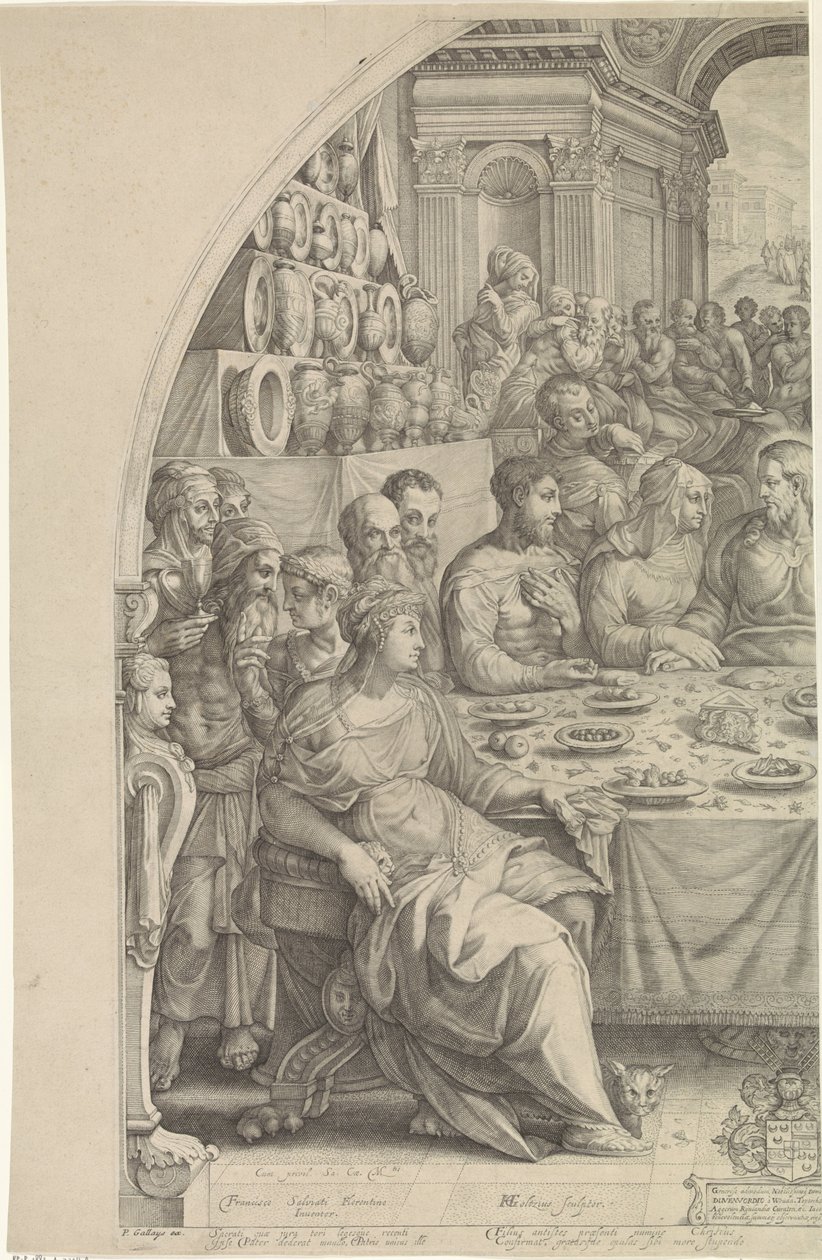 Svatba v Káně, stránka vlevo od Hendrick Goltzius