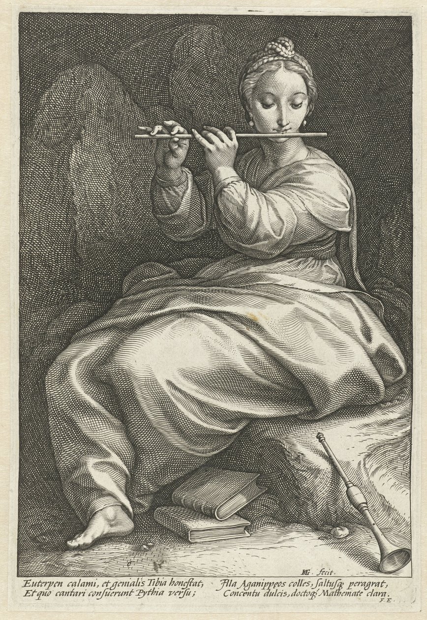 Euterpe Devět múz (název série) od Hendrick Goltzius