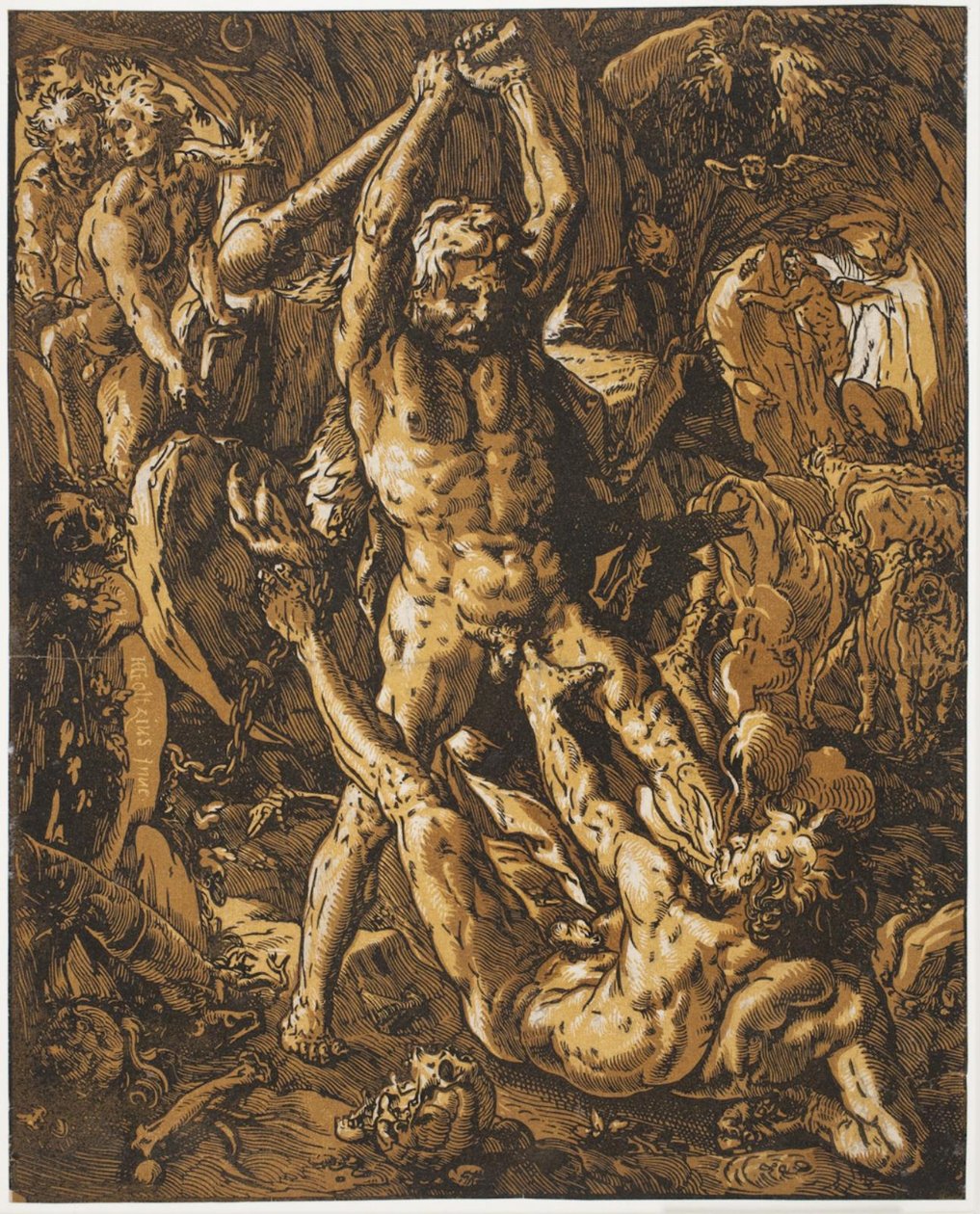 Herkules zabíjí Cacuse od Hendrick Goltzius