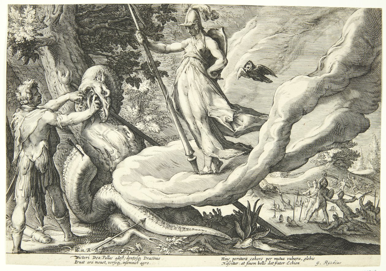 Kadmos zraní dračí zuby od Hendrick Goltzius