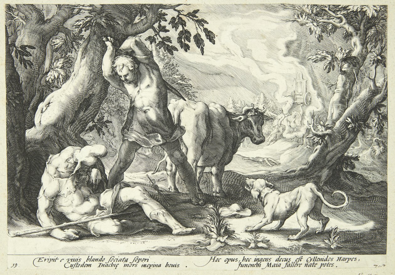 Merkur zabíjí Arguse od Hendrick Goltzius