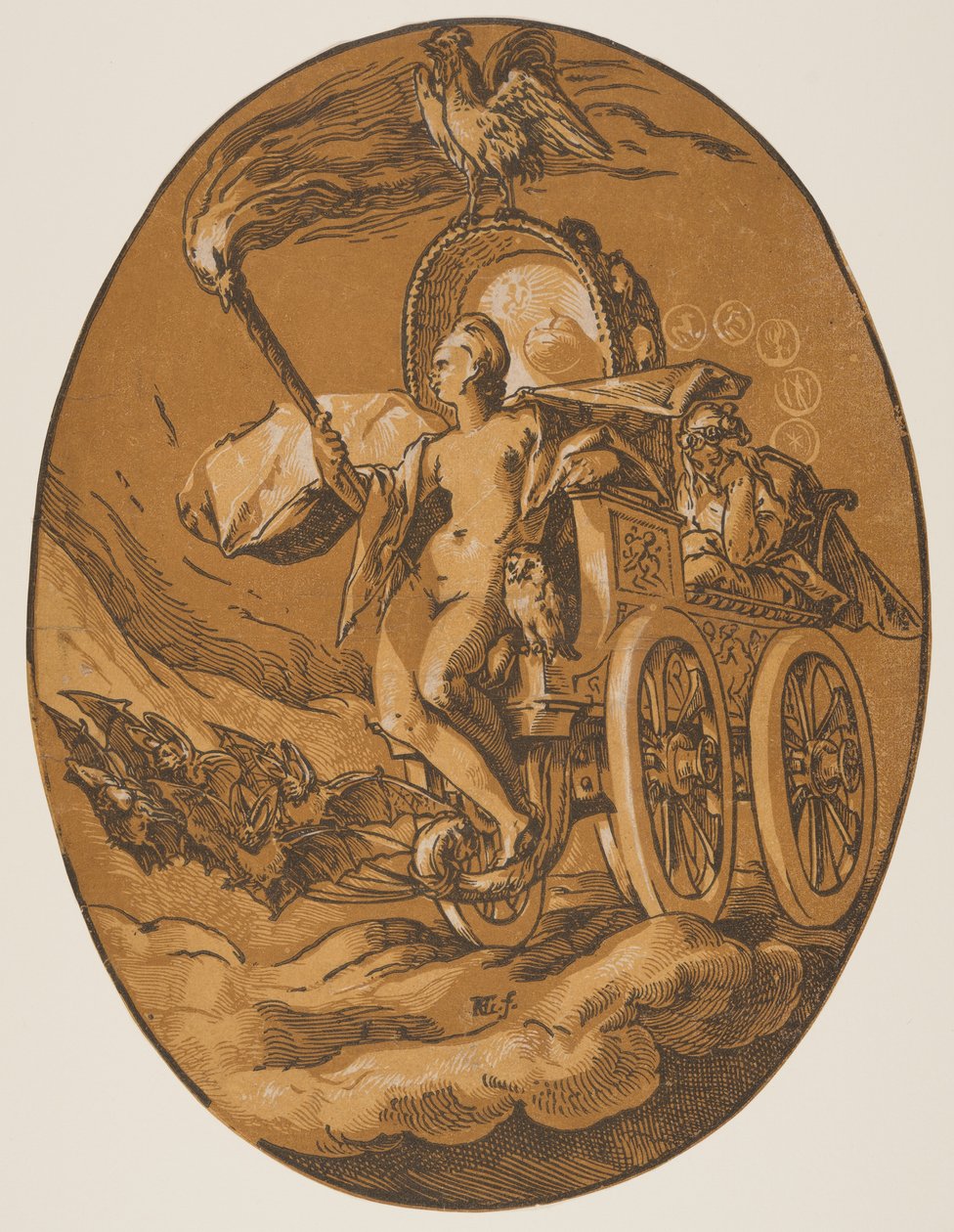 Nox, z knihy Božstva od Hendrick Goltzius