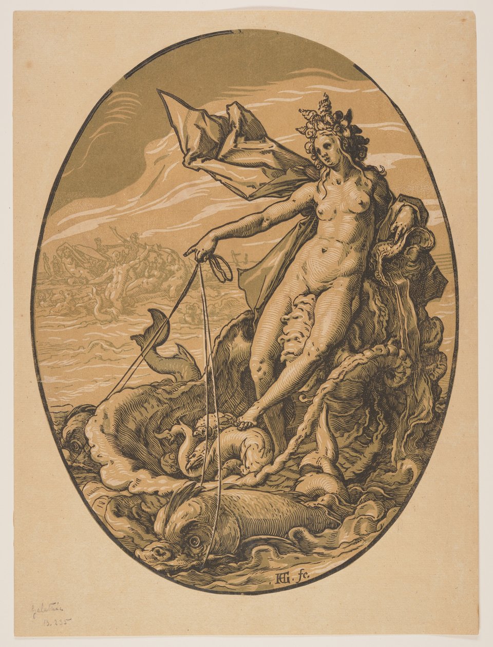 Tethys, z knihy Božstva od Hendrick Goltzius