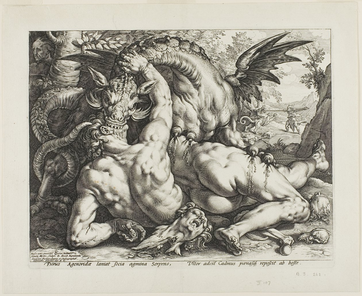 Drak požírající společníky Cadma od Hendrick Goltzius